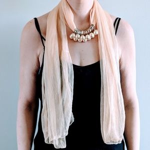 Pearl Pendant Chiffon Scarf